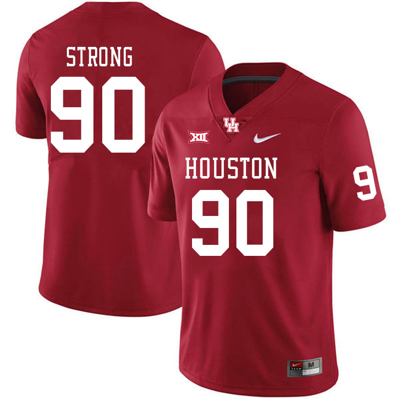 Men #90 Zykeius Strong Houston Cougars Big 12 XII College Football Jerseys Stitched-Red